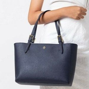 Tory Burch York Buckle Tote Navy Blue